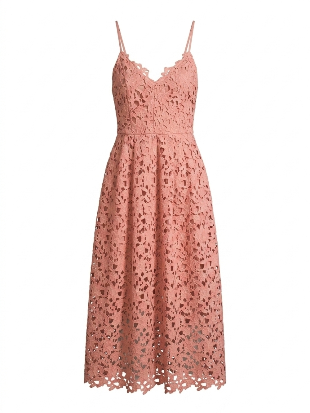 Astr Blush Lace V-Neck Midi Dress - Picture 2 of 6